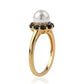 Pozlátený Strieborný Prsteň s Čiernym Spinelom a Bielou Sladkovodnou Perlou
