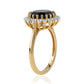 Pozlátený Strieborný Prsteň s Čiernym Spinelom a Bielym Topásom