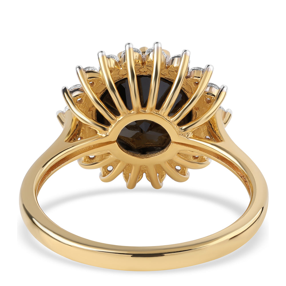 Pozlátený Strieborný Prsteň s Čiernym Spinelom a Bielym Topásom 3 