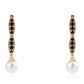 Pozlátené Strieborné Náušnice s Čiernym Spinelom a Bielou Sladkovodnou Perlou