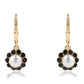 Pozlátené Strieborné Náušnice s Čiernym Spinelom a Bielou Sladkovodnou Perlou