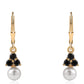 Pozlátené Strieborné Náušnice s Čiernym Spinelom a Bielou Sladkovodnou Perlou