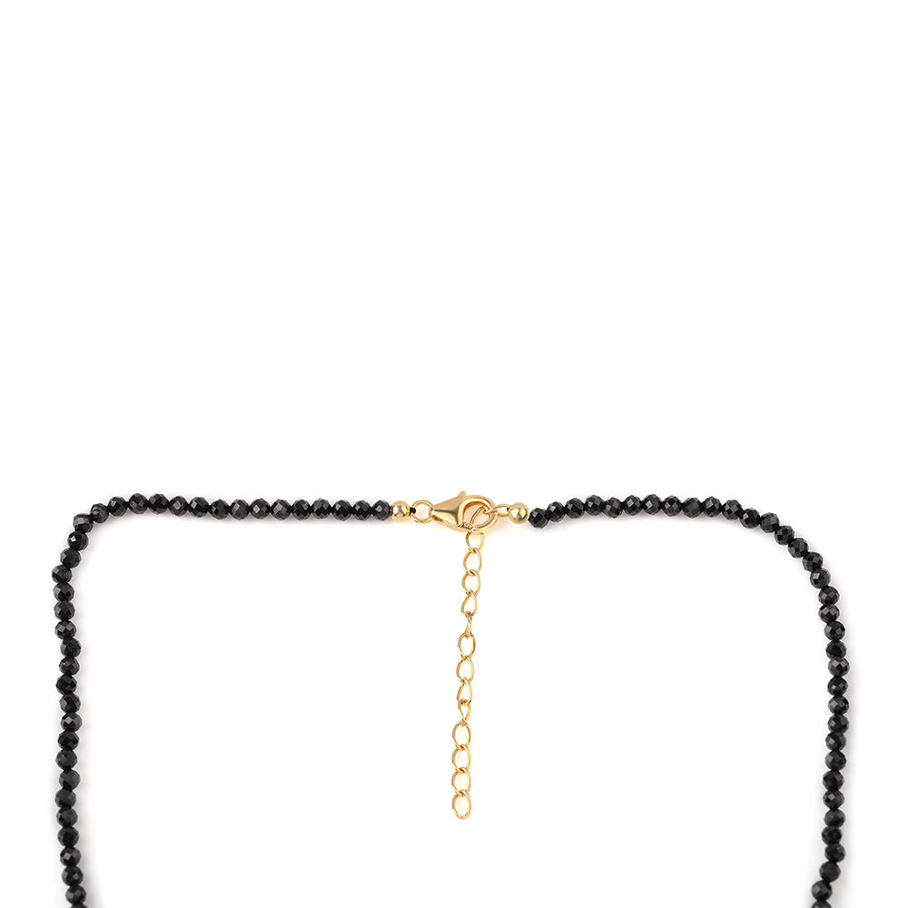 Pozlátený Strieborný Náhrdelník s Čiernym Spinelom a Bielou Sladkovodnou Perlou 4 