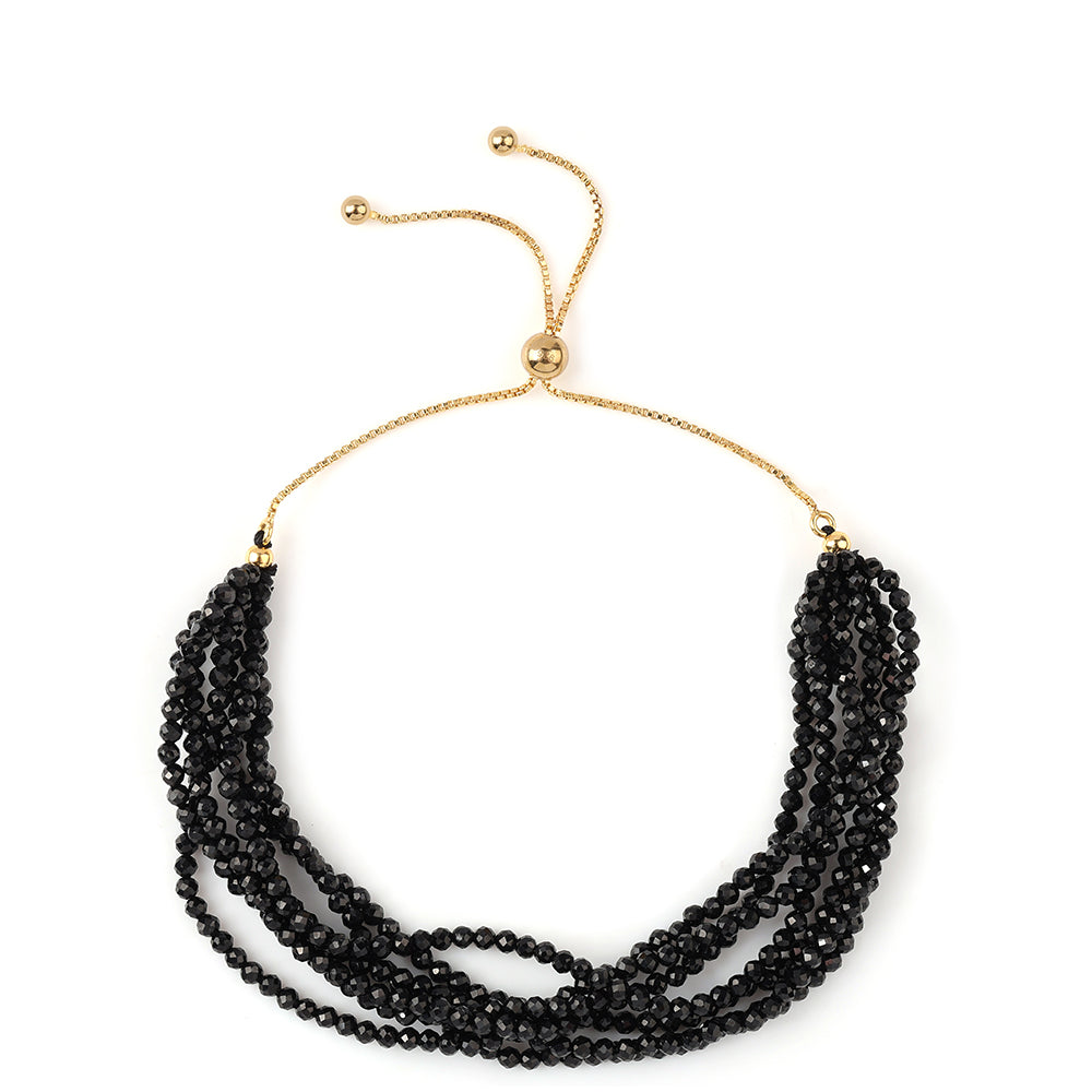 Pozlátený Strieborný Náramok s Čiernym Spinelom