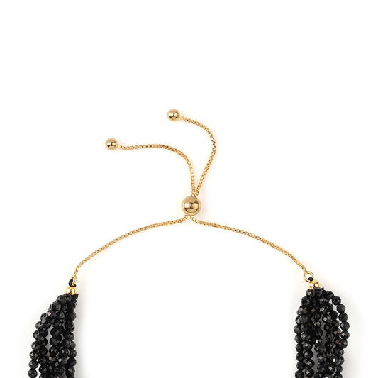 Pozlátený Strieborný Náramok s Čiernym Spinelom