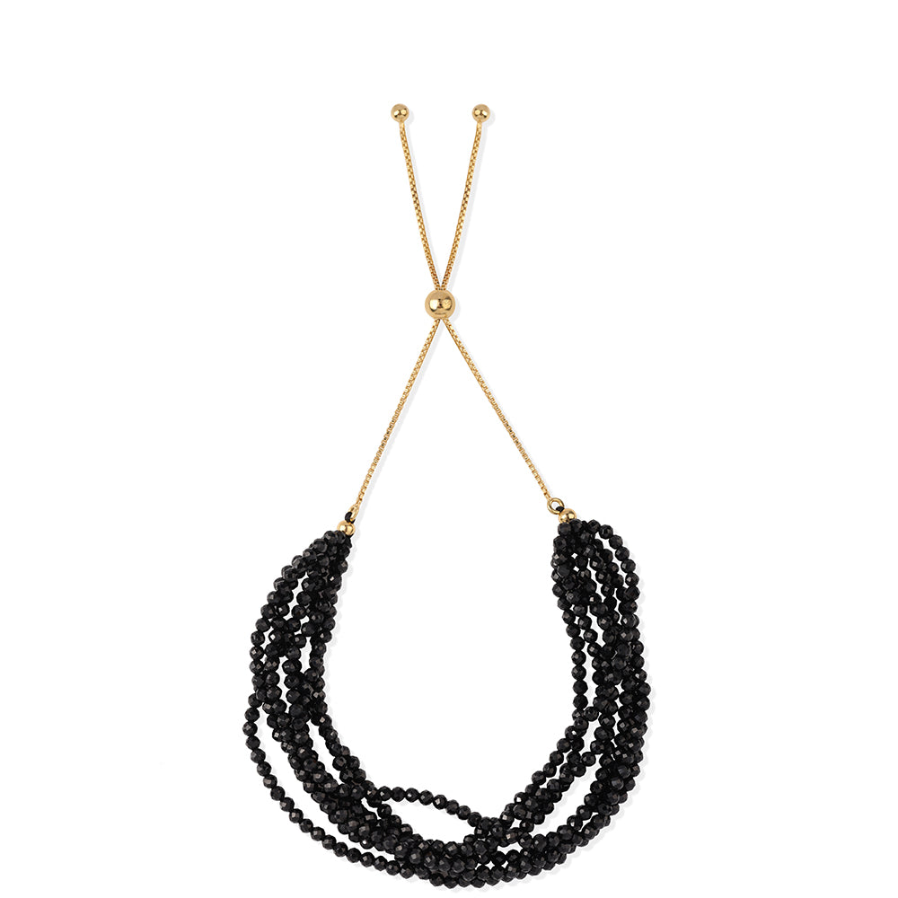 Pozlátený Strieborný Náramok s Čiernym Spinelom