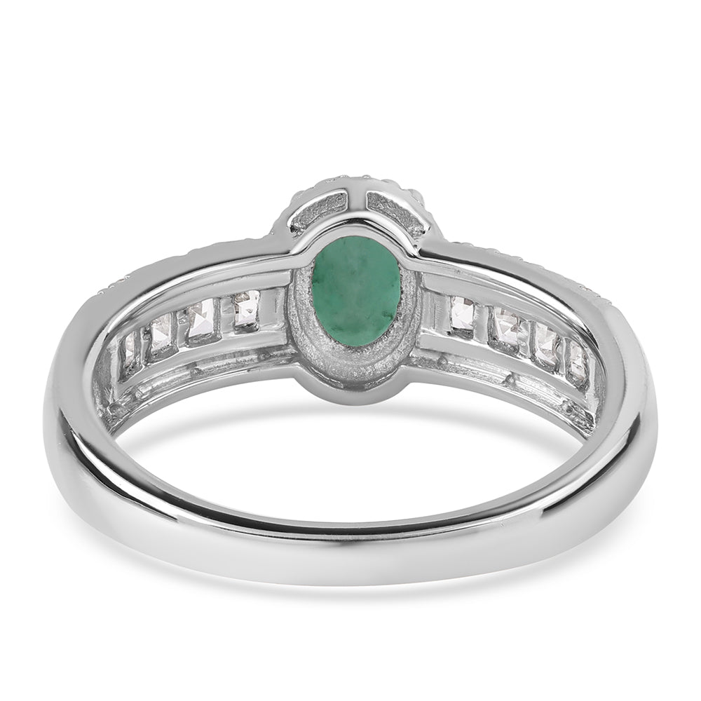 Strieborný Prsteň s Brazílskym Smaragdom a Bielym Topásom
