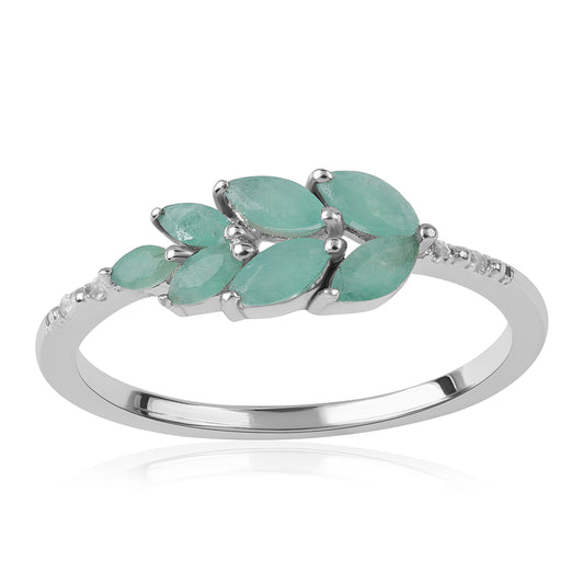 Strieborný Prsteň s Brazílskym Smaragdom a Bielym Topásom