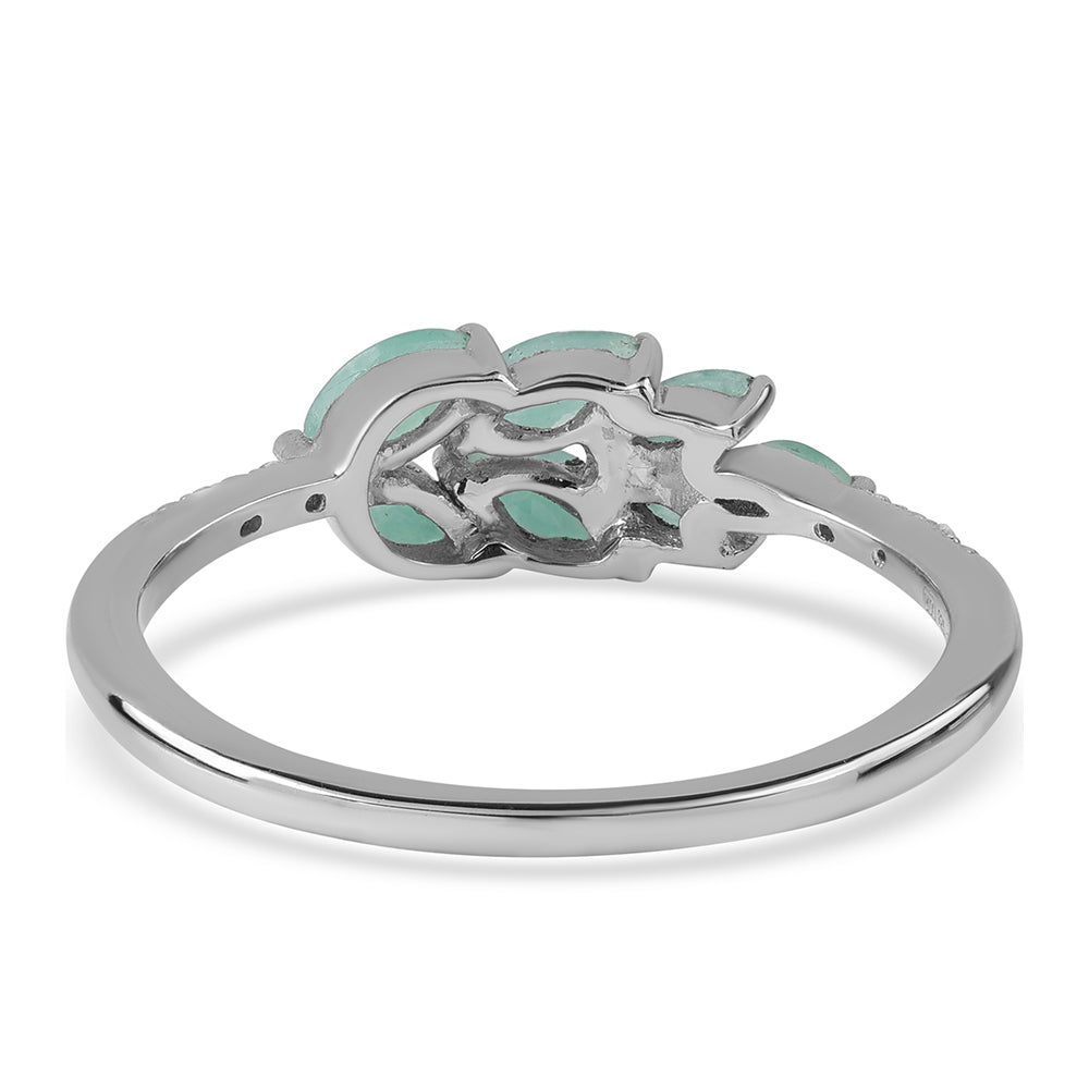 Strieborný Prsteň s Brazílskym Smaragdom a Bielym Topásom 3 