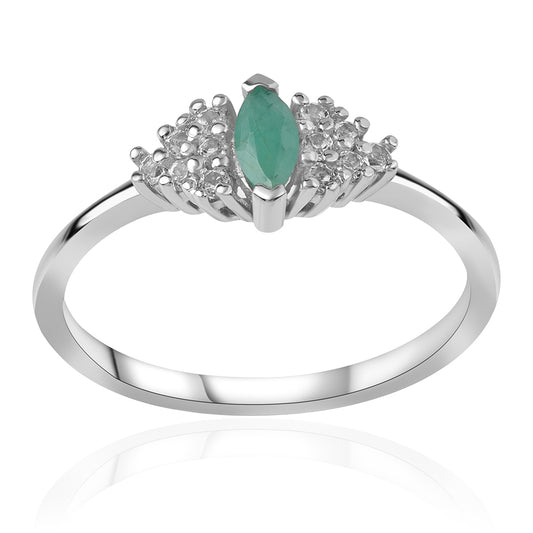 Strieborný Prsteň s Brazílskym Smaragdom a Bielym Topásom