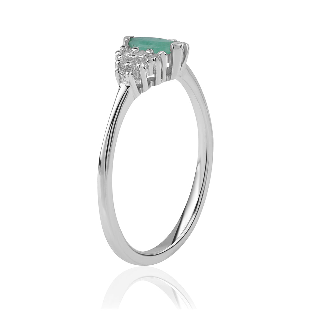 Strieborný Prsteň s Brazílskym Smaragdom a Bielym Topásom 2 