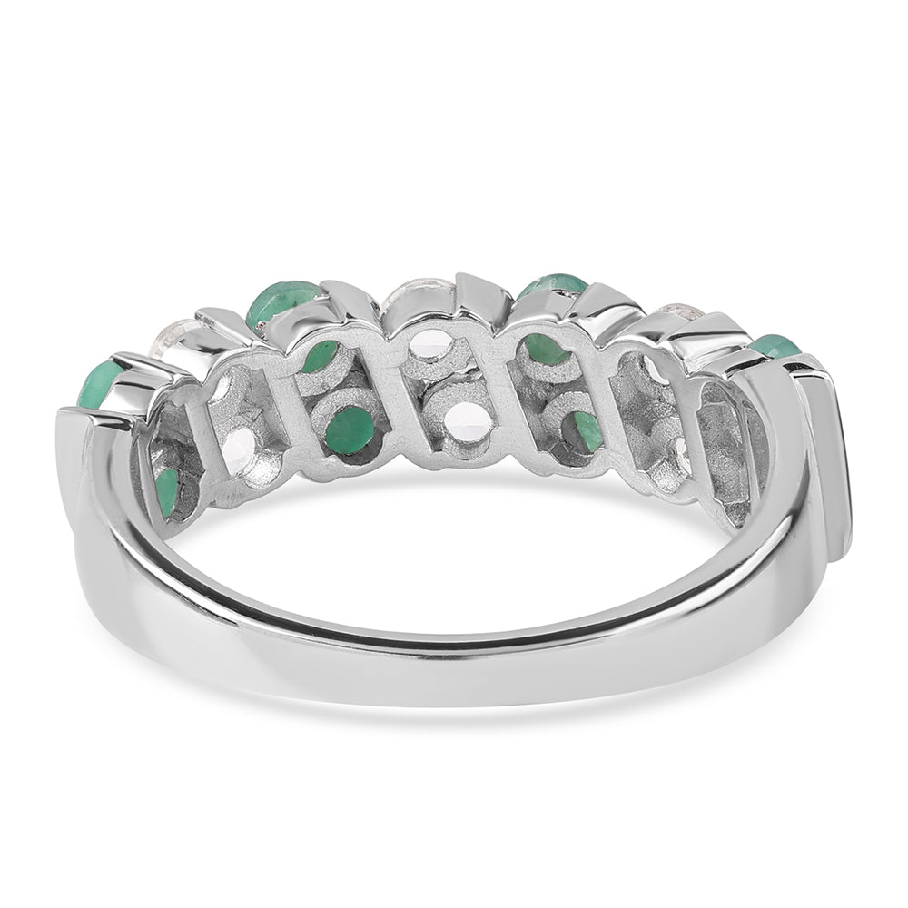 Strieborný Prsteň s Brazílskym Smaragdom a Bielym Topásom 6 