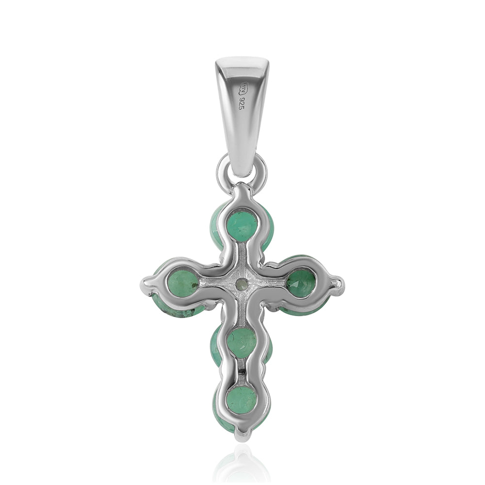 Kríž Strieborný Prívesok s Brazílskym Smaragdom a Bielym Topásom 3 