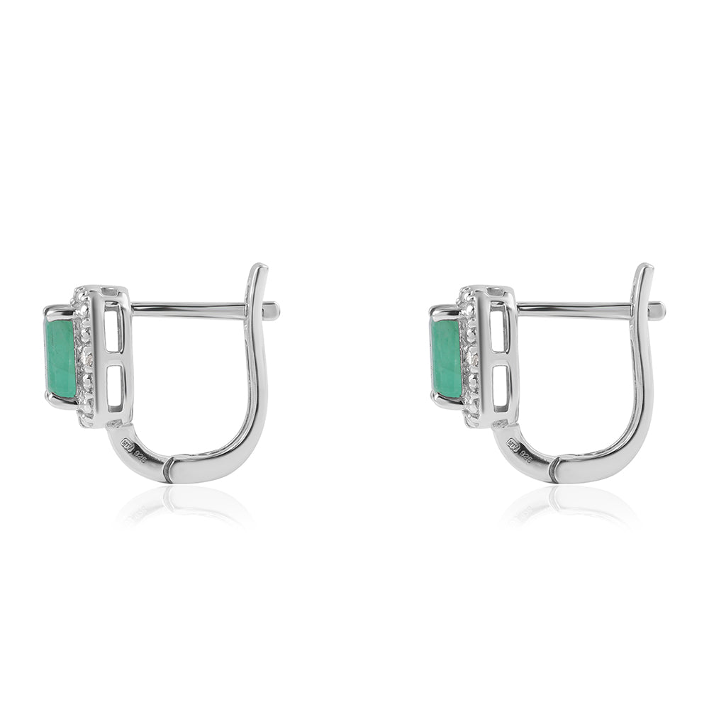 Strieborné Náušnice s Brazílskym Smaragdom a Bielym Topásom 3 