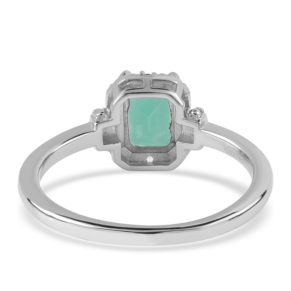 Strieborný Prsteň s Brazílskym Smaragdom a Bielym Topásom 4 