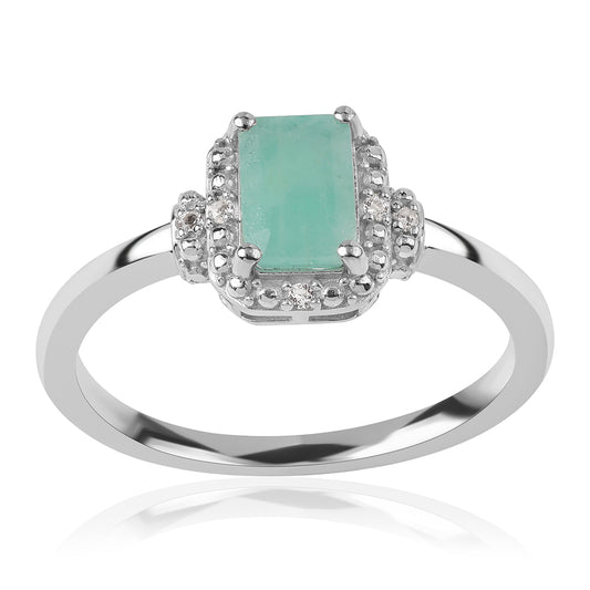 Strieborný Prsteň s Brazílskym Smaragdom a Bielym Topásom