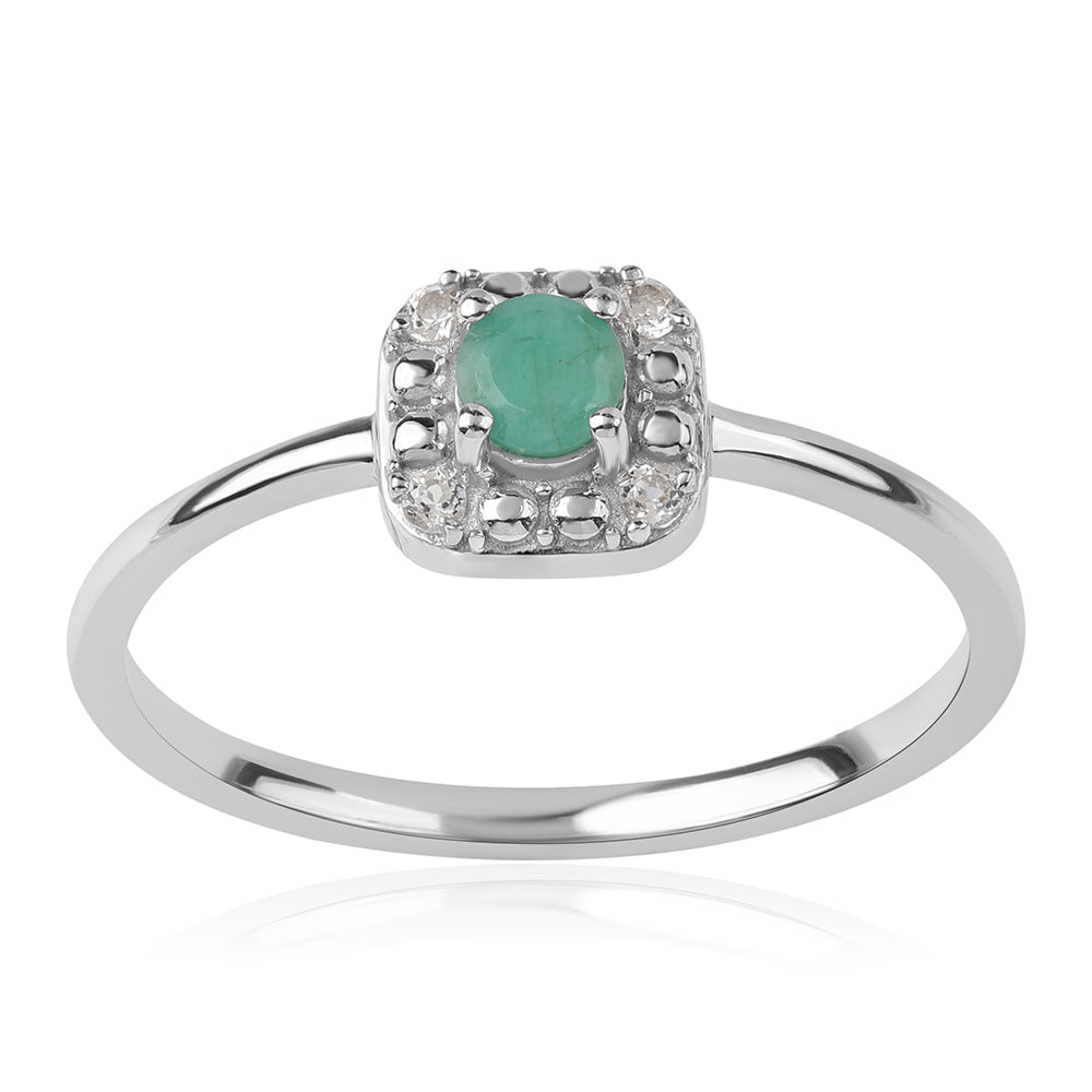 Strieborné Sada s Brazílskym Smaragdom a Bielym Topásom ( Náušnice+Prsteň +Prívesok ) 2 