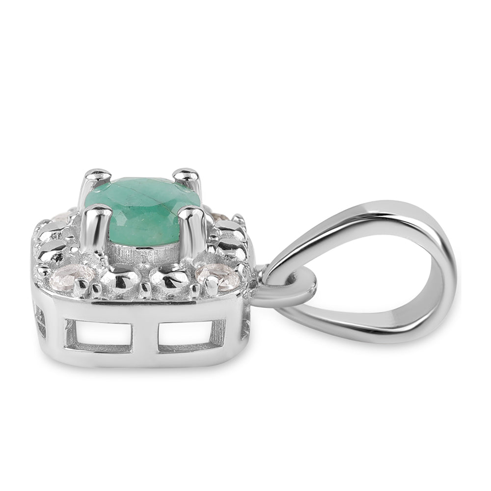 Strieborné Sada s Brazílskym Smaragdom a Bielym Topásom ( Náušnice+Prsteň +Prívesok ) 9 