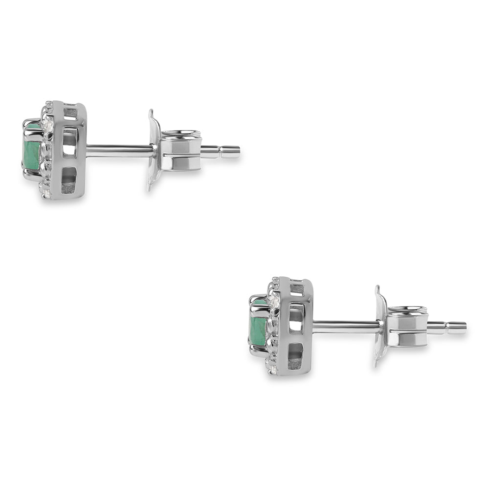 Strieborné Sada s Brazílskym Smaragdom a Bielym Topásom ( Náušnice+Prsteň +Prívesok )