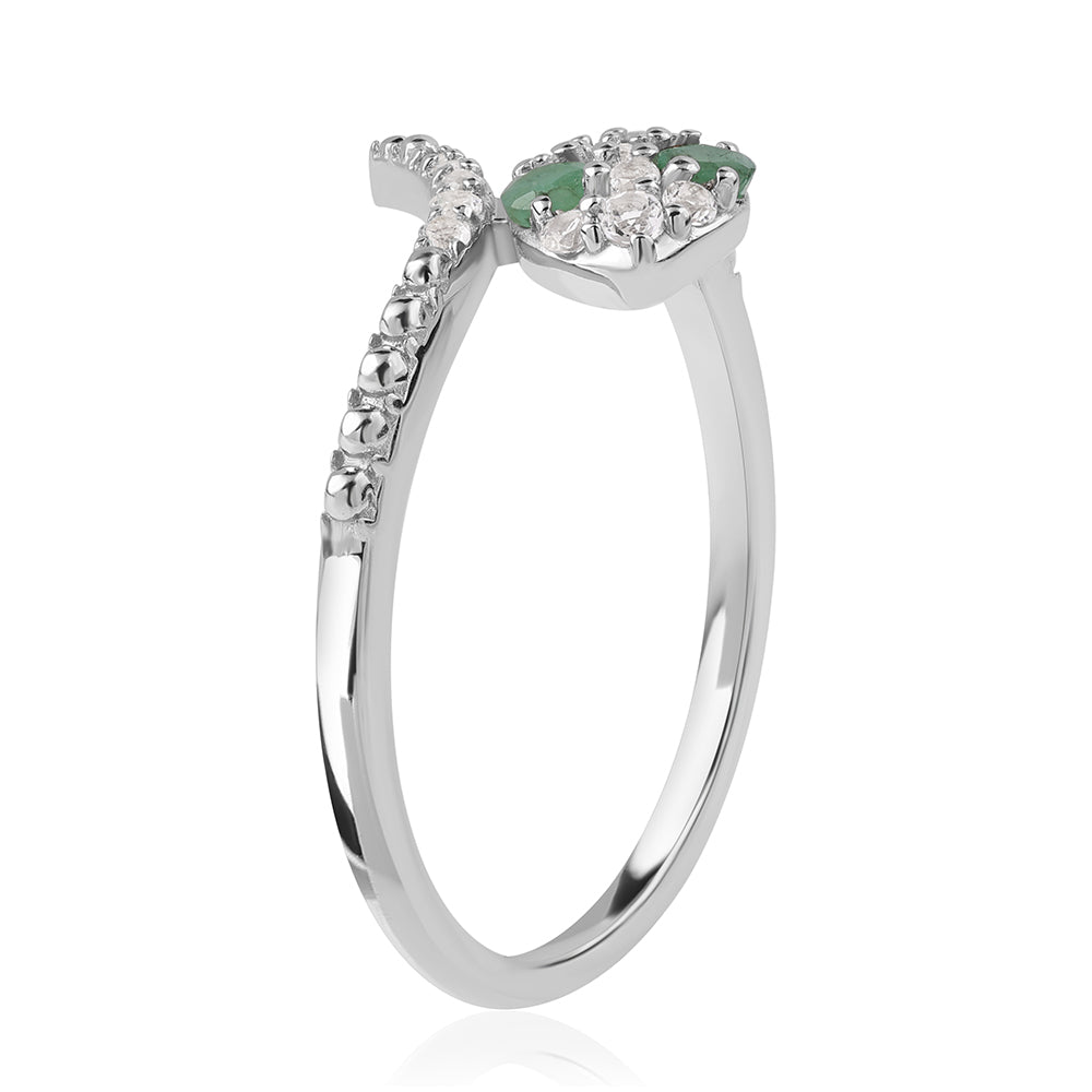 Strieborný Prsteň s Brazílskym Smaragdom a Bielym Topásom 2 
