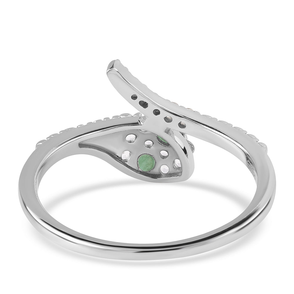 Strieborný Prsteň s Brazílskym Smaragdom a Bielym Topásom 6 