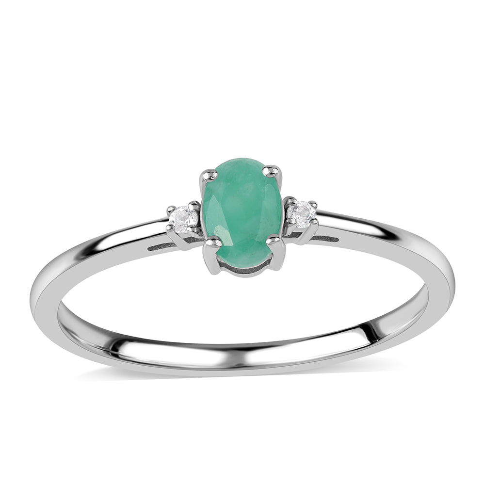 Strieborný Prsteň s Brazílskym Smaragdom a Bielym Topásom