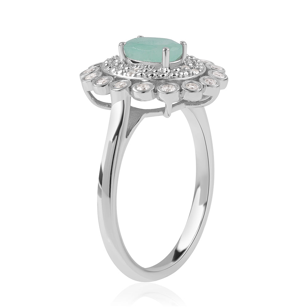 Strieborný Prsteň s Brazílskym Smaragdom a Bielym Topásom