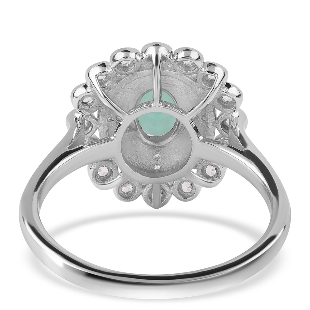 Strieborný Prsteň s Brazílskym Smaragdom a Bielym Topásom