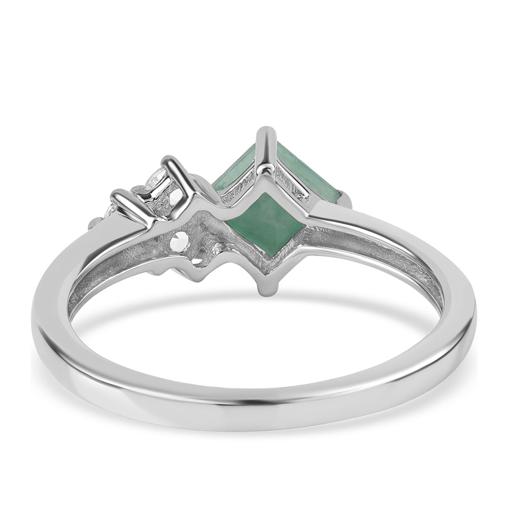 Strieborný Prsteň s Brazílskym Smaragdom a Bielym Topásom 3 