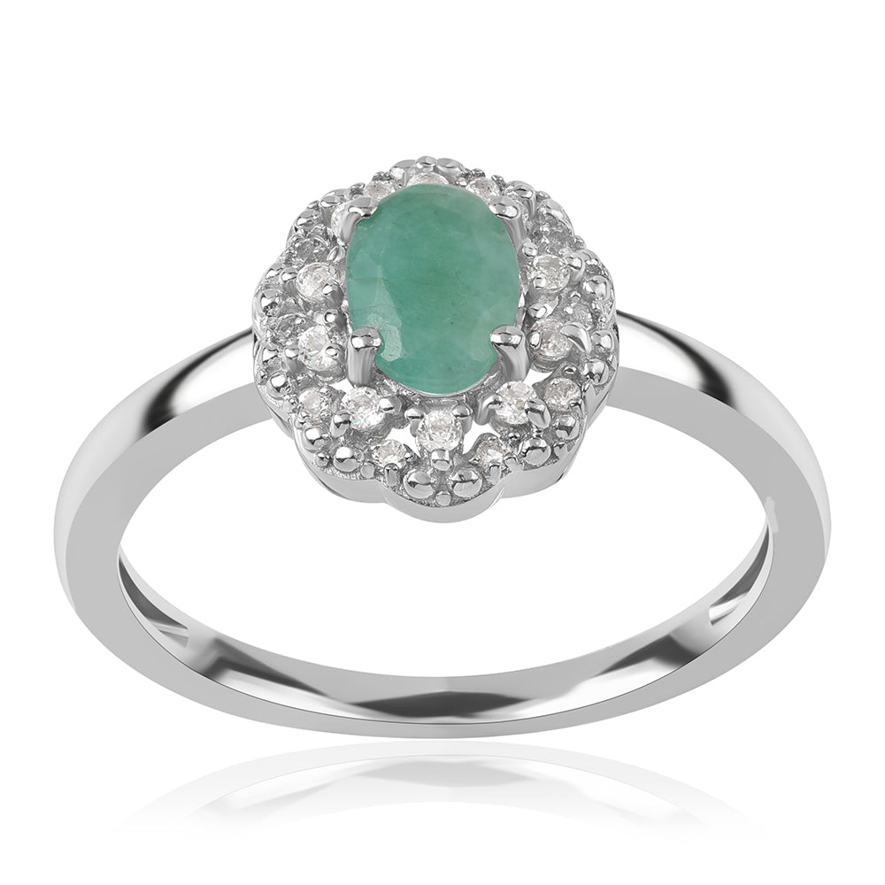 Strieborný Prsteň s Brazílskym Smaragdom a Bielym Topásom 1 