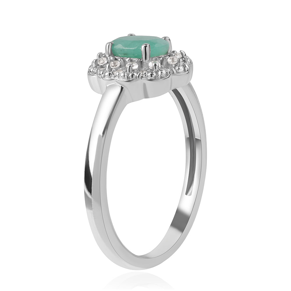 Strieborný Prsteň s Brazílskym Smaragdom a Bielym Topásom 3 