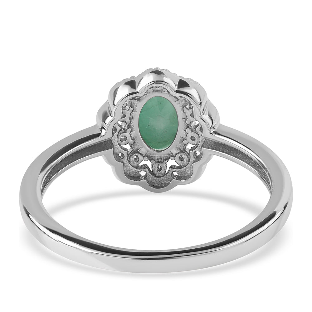 Strieborný Prsteň s Brazílskym Smaragdom a Bielym Topásom 4 