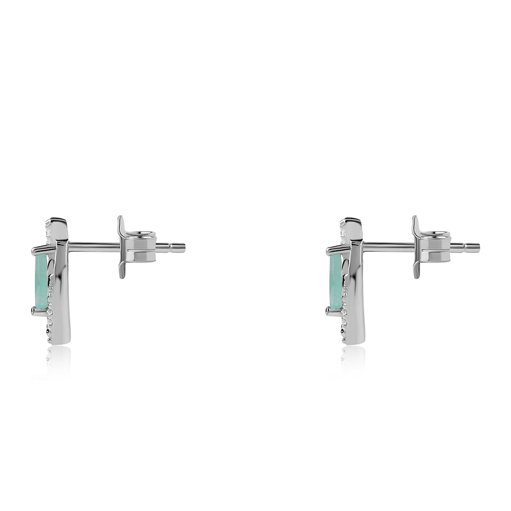 Strieborné Náušnice s Brazílskym Smaragdom a Bielym Topásom 3 