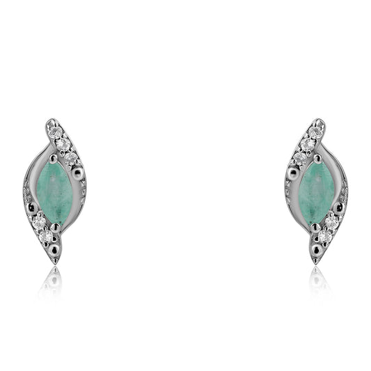 Strieborné Náušnice s Brazílskym Smaragdom a Bielym Topásom