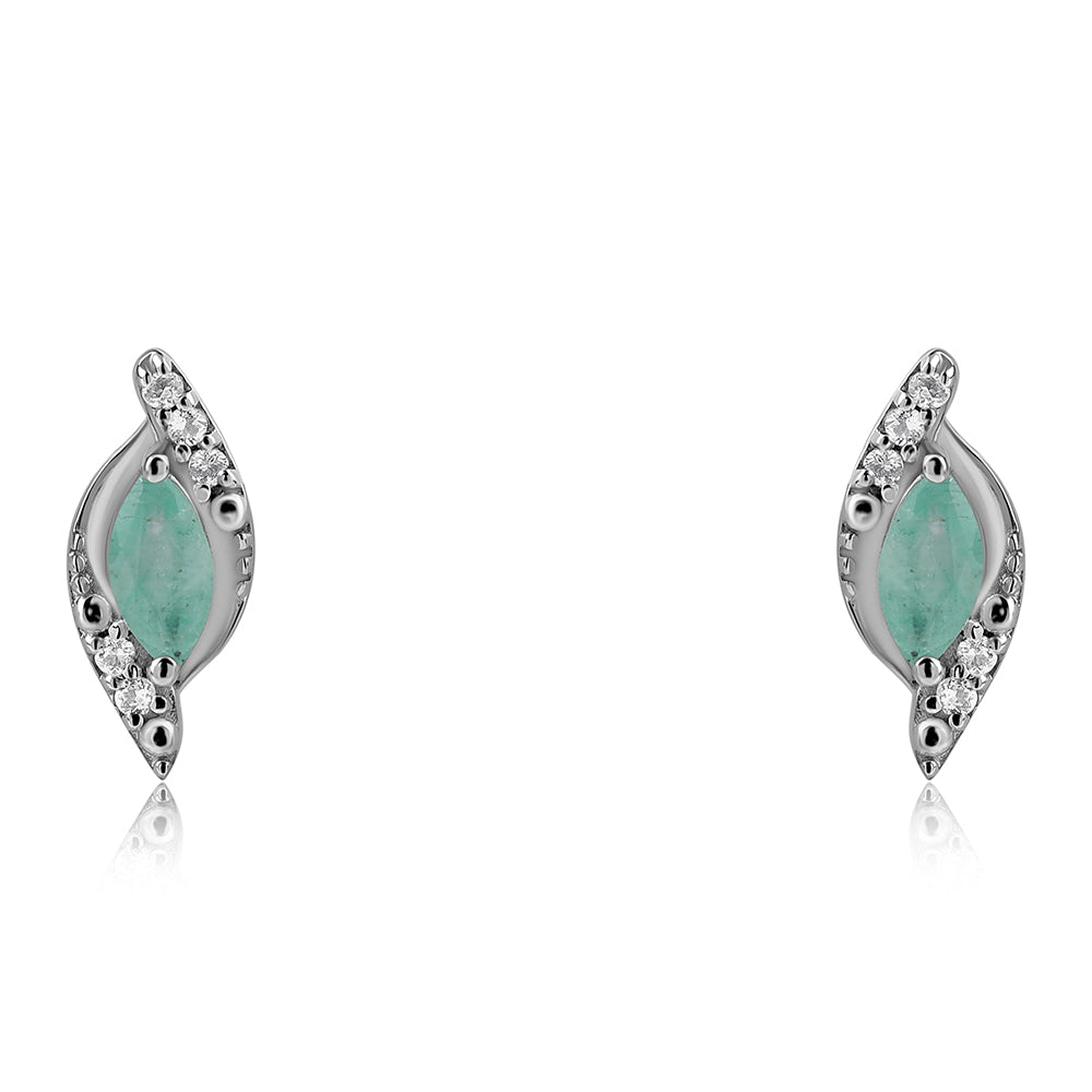 Strieborné Náušnice s Brazílskym Smaragdom a Bielym Topásom 6 
