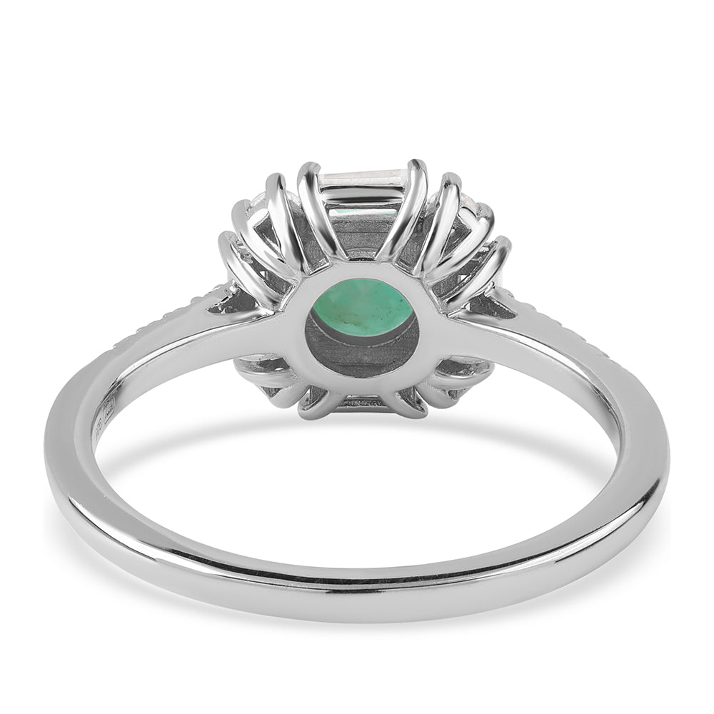 Strieborný Prsteň s Brazílskym Smaragdom a Bielym Topásom