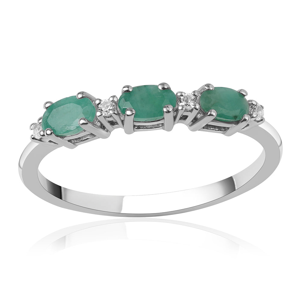 Strieborný Prsteň s Brazílskym Smaragdom a Bielym Topásom