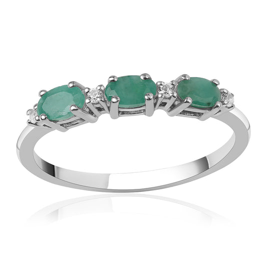 Strieborný Prsteň s Brazílskym Smaragdom a Bielym Topásom