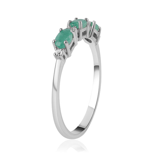 Strieborný Prsteň s Brazílskym Smaragdom a Bielym Topásom