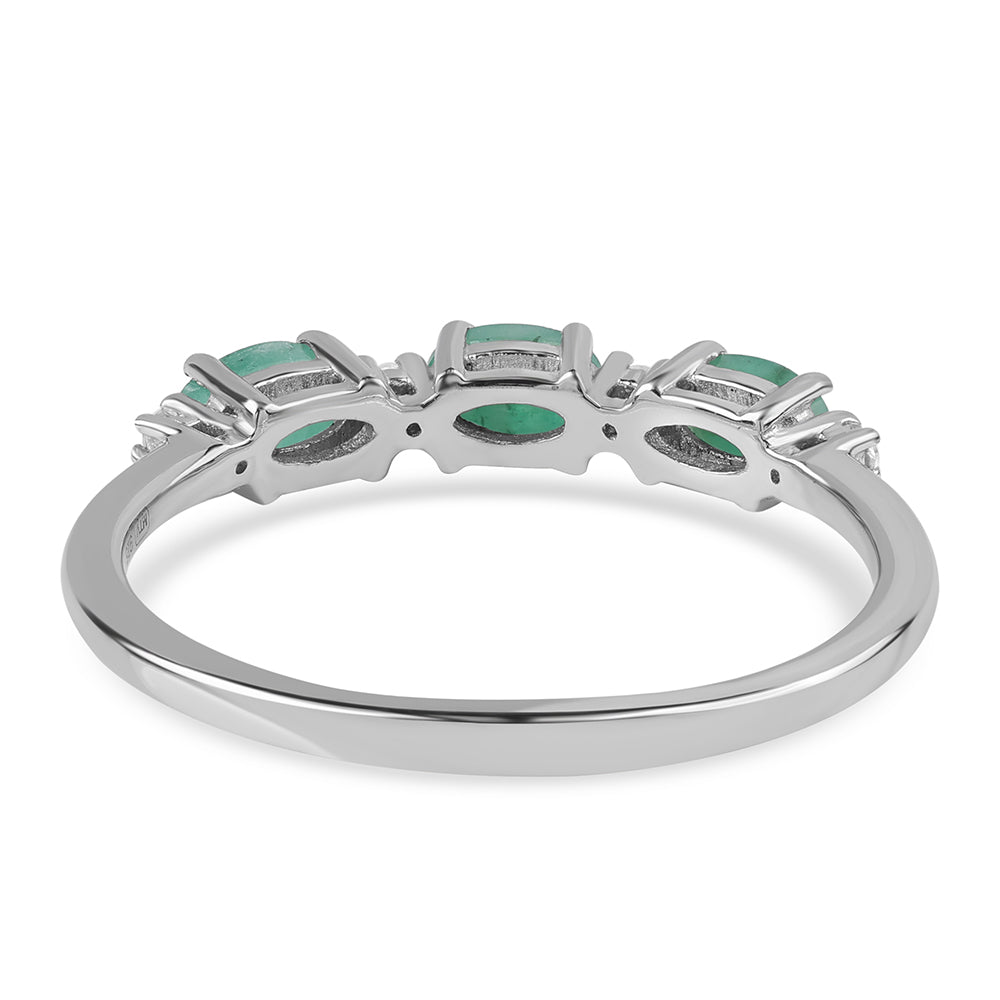 Strieborný Prsteň s Brazílskym Smaragdom a Bielym Topásom 3 