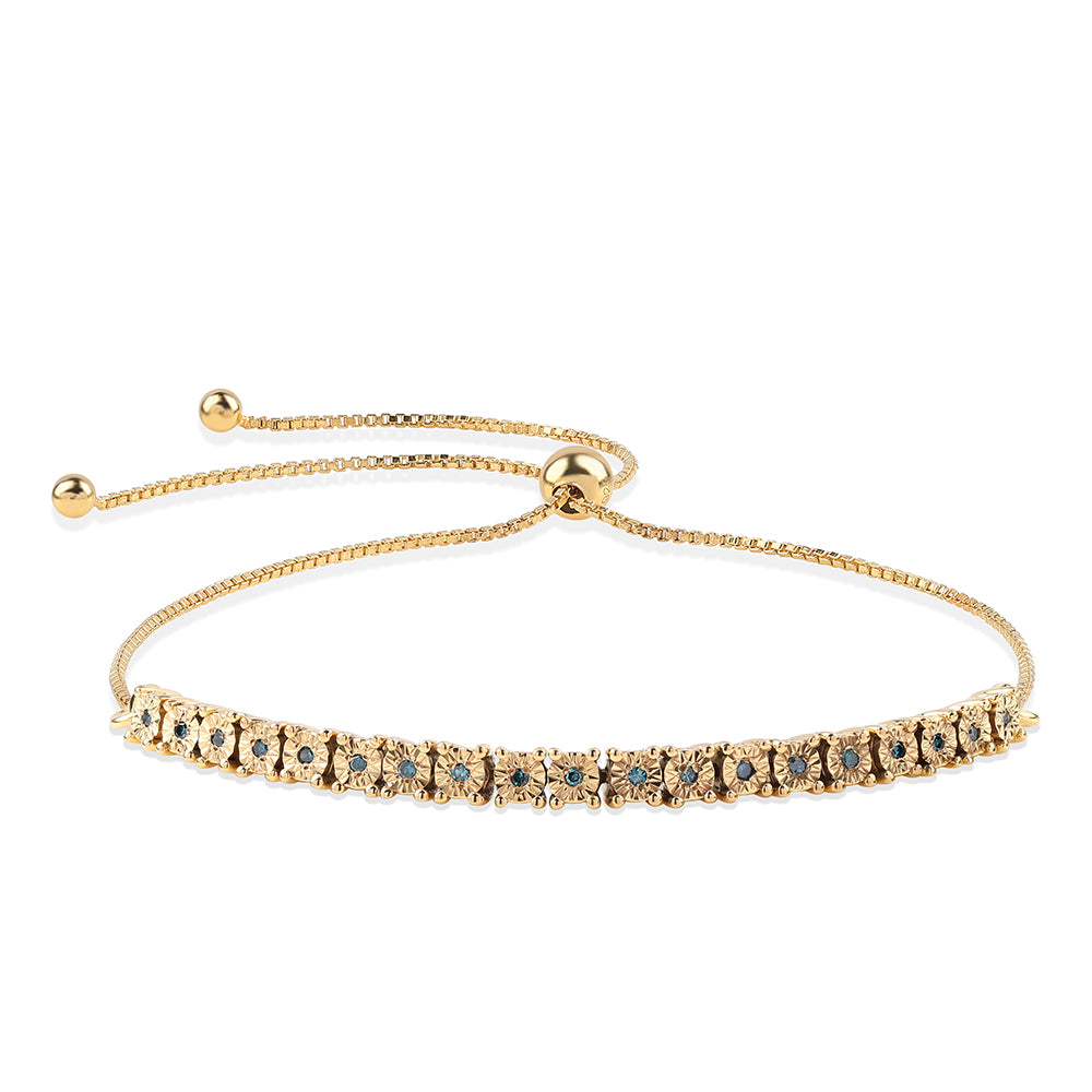 Pozlátený Strieborný Náramok s Modrým Diamantom 1 