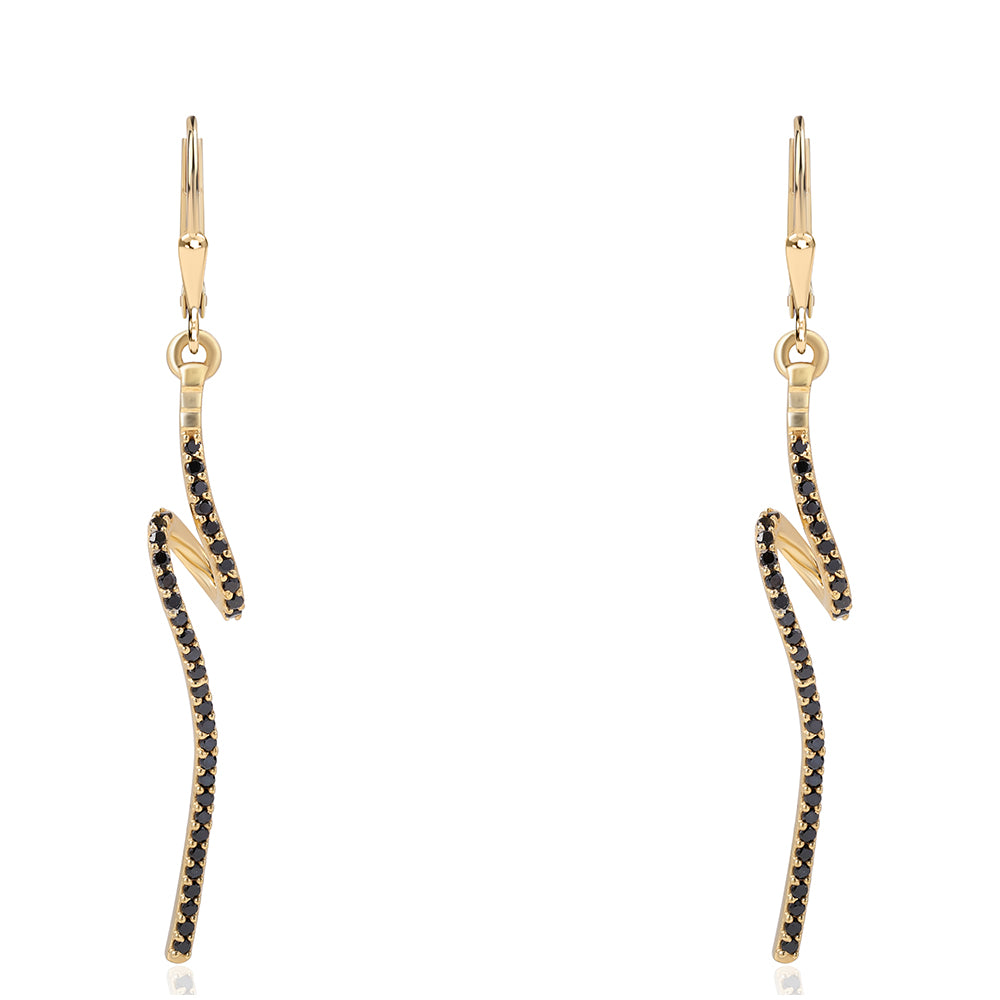 Pozlátené Strieborné Náušnice s Čiernym Spinelom 1 