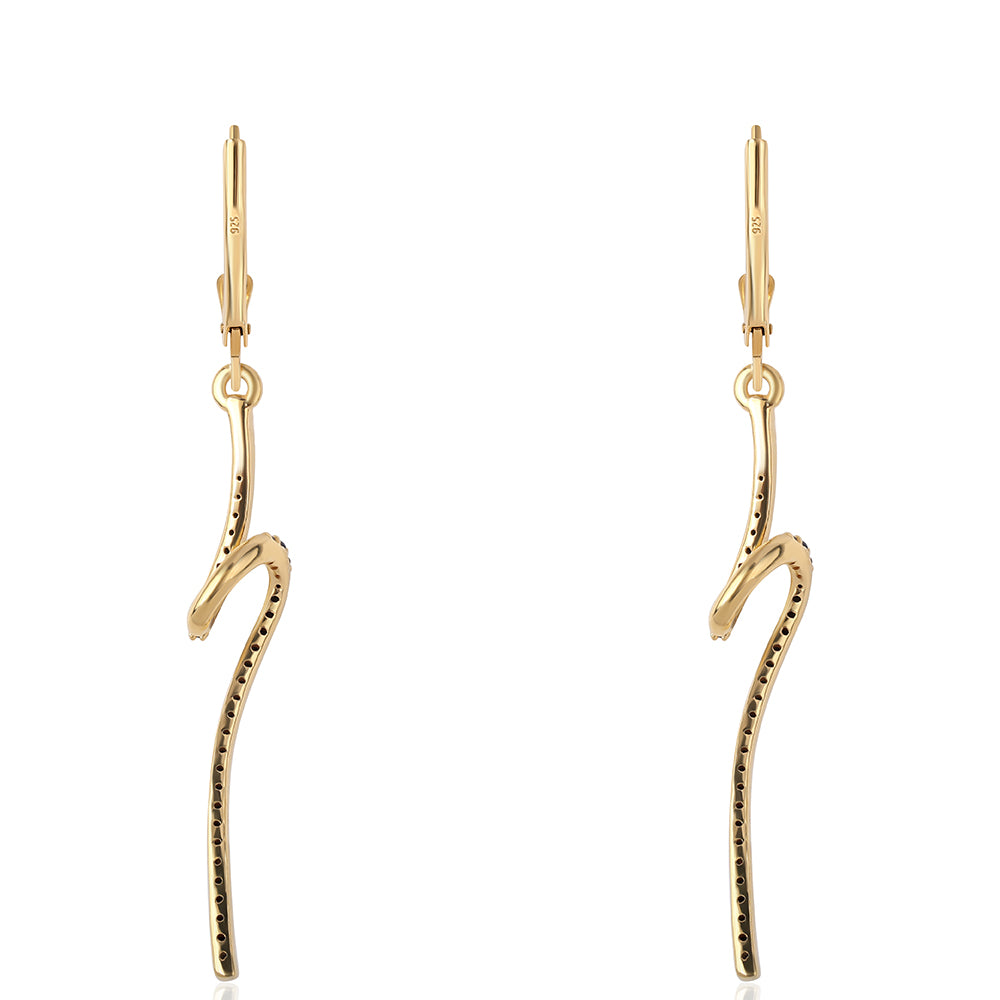 Pozlátené Strieborné Náušnice s Čiernym Spinelom 3 