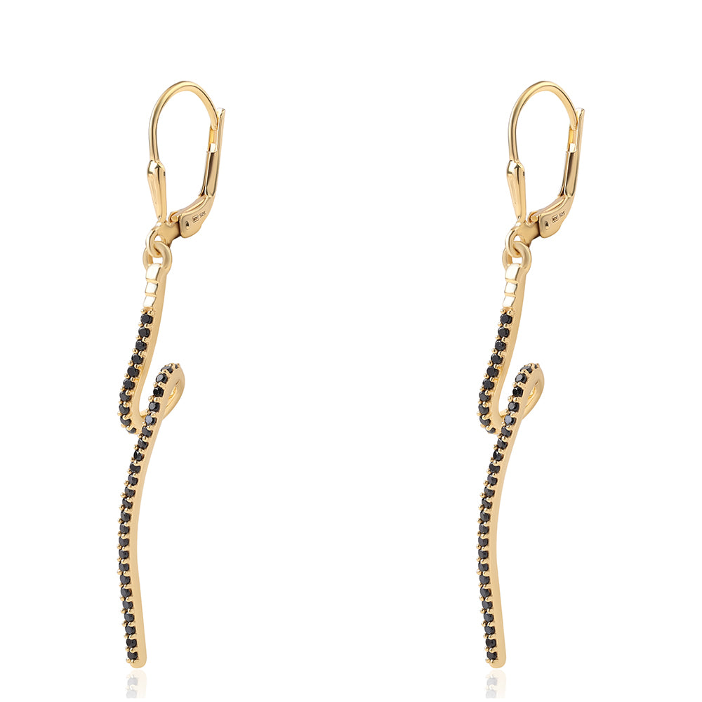 Pozlátené Strieborné Náušnice s Čiernym Spinelom 5 