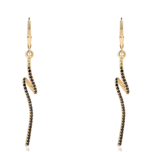 Pozlátené Strieborné Náušnice s Čiernym Spinelom