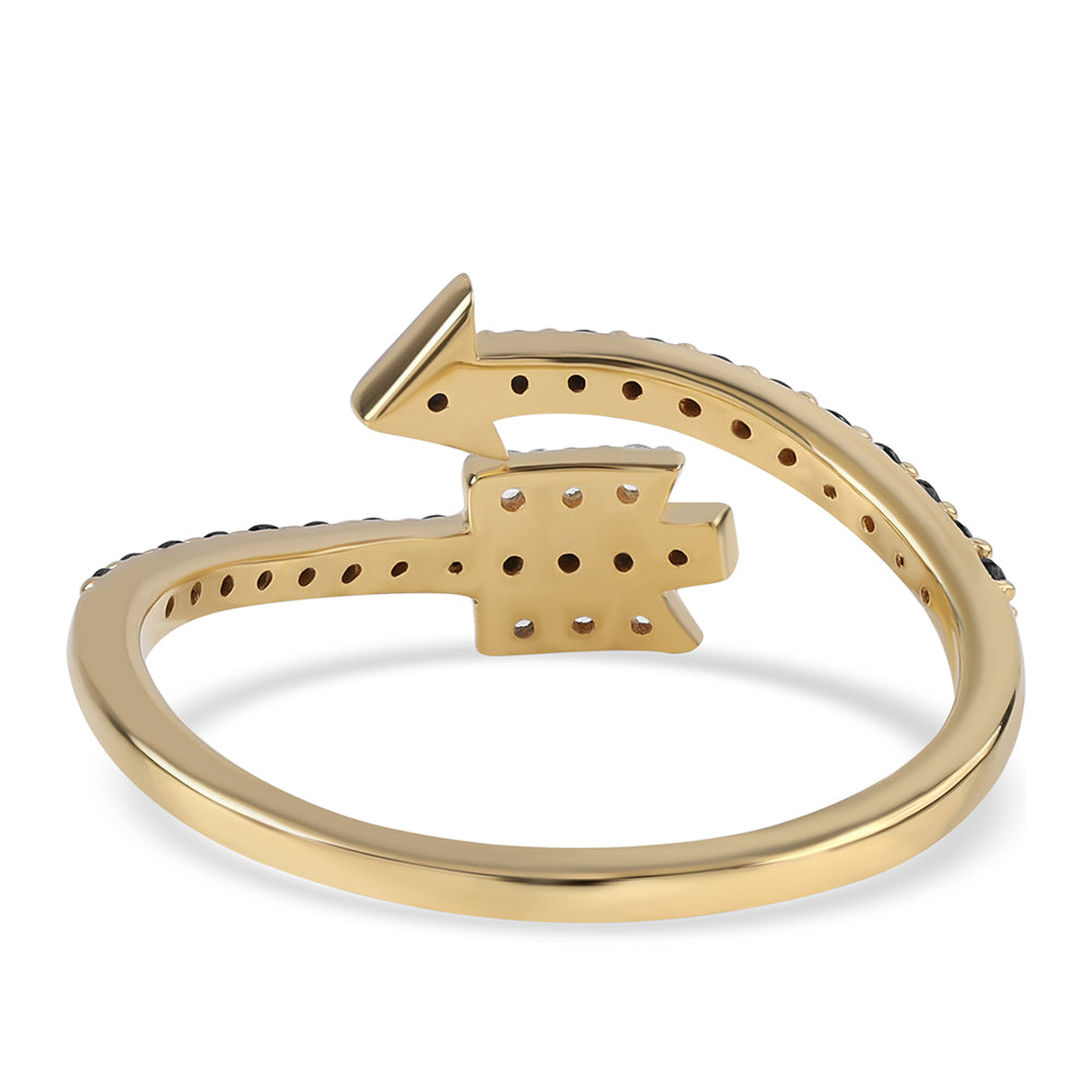 Pozlátený Strieborný Prsteň s Čiernym Spinelom a Bielym Topásom