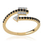 Pozlátený Strieborný Prsteň s Čiernym Spinelom a Bielym Topásom