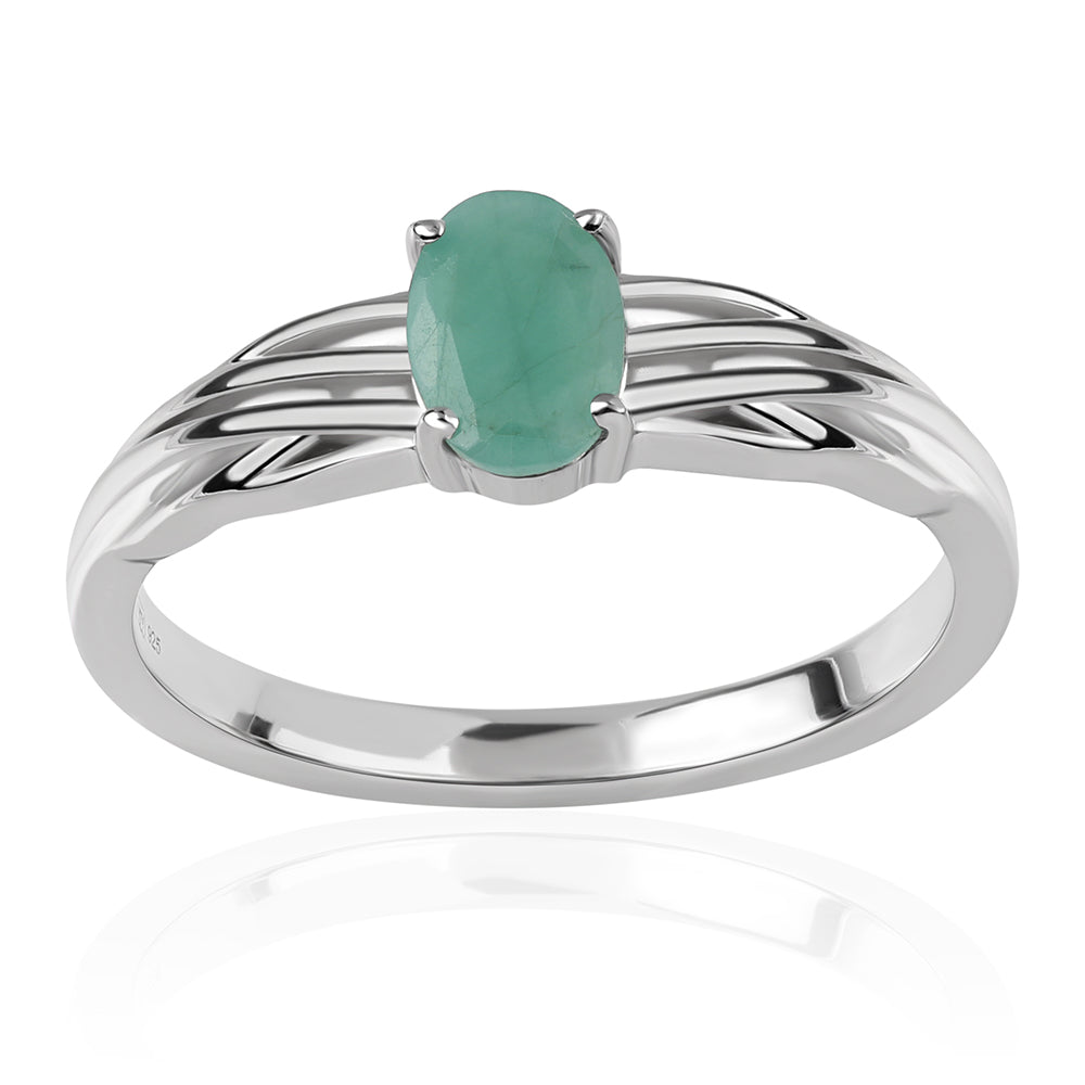 Strieborný Prsteň s Brazílskym Smaragdom 1 