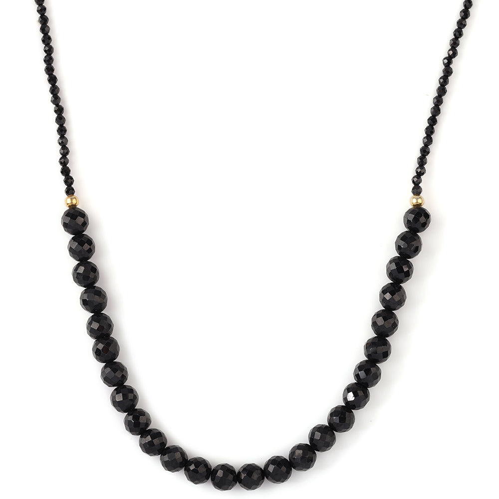 Pozlátený Strieborný Náhrdelník s Čiernym Spinelom