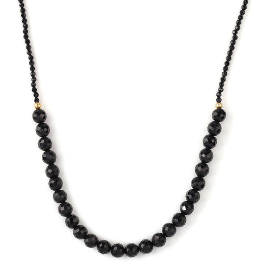 Pozlátený Strieborný Náhrdelník s Čiernym Spinelom